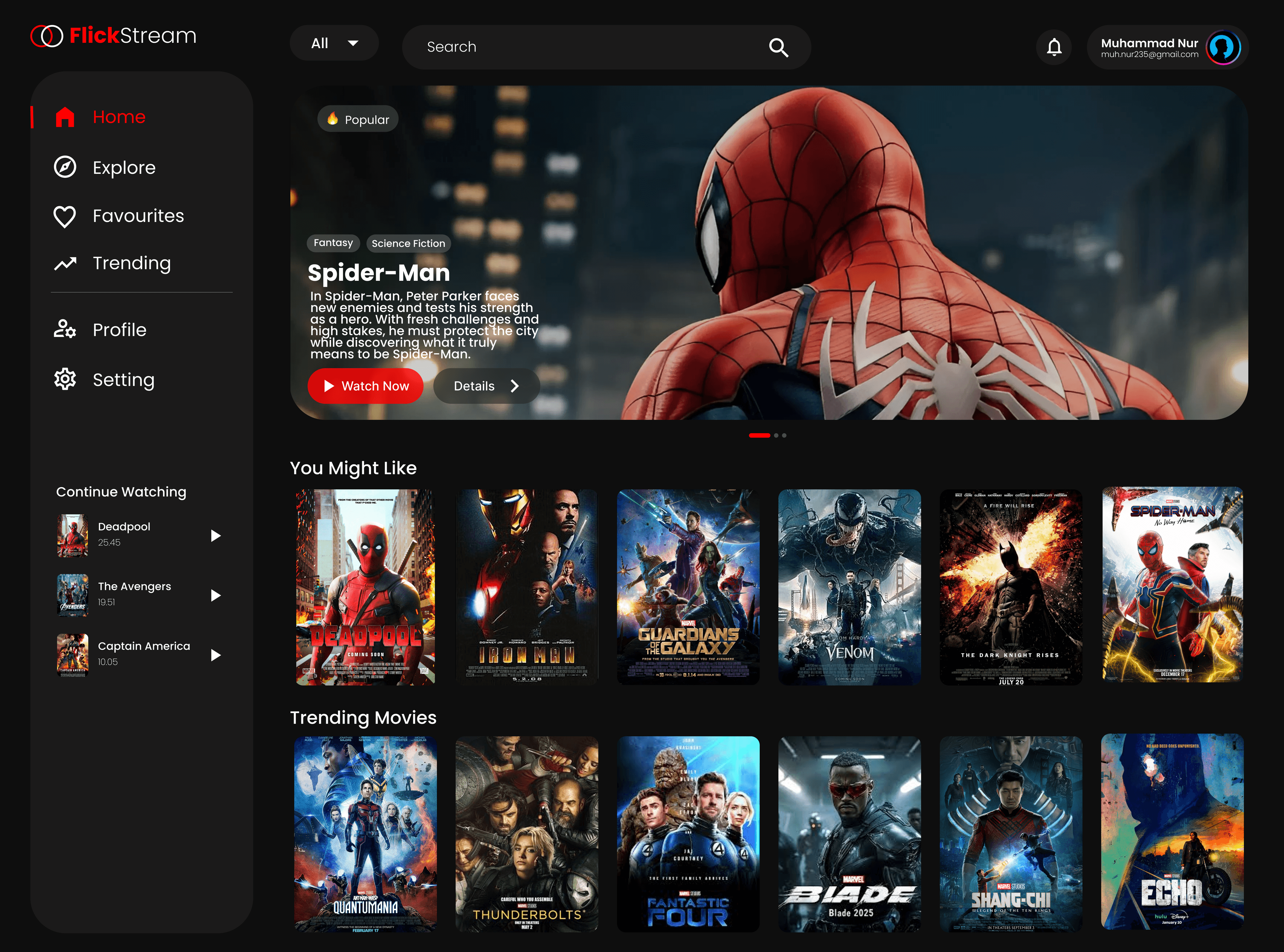 UI/UX Design FlickSteam